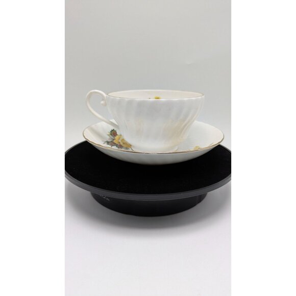 Stanley Yellow Rose Bone China Gold Trim Wide Tea Cup And Saucer Vintage Set - Picture 14 of 17